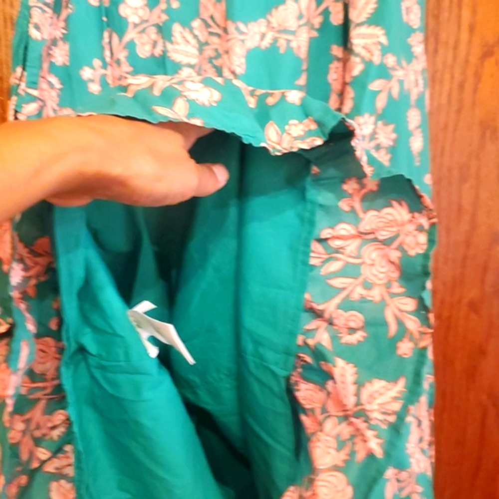 J CREW SIZE XL Floral Teal and Pink Women's Dress - Picture 6 of 15